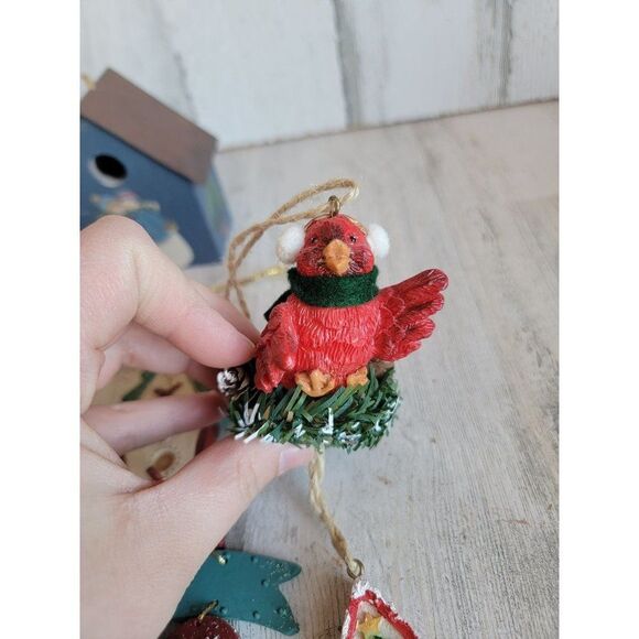 Red cardinal bird birdhouse variety set ornament Xmas - Picture 6 of 14